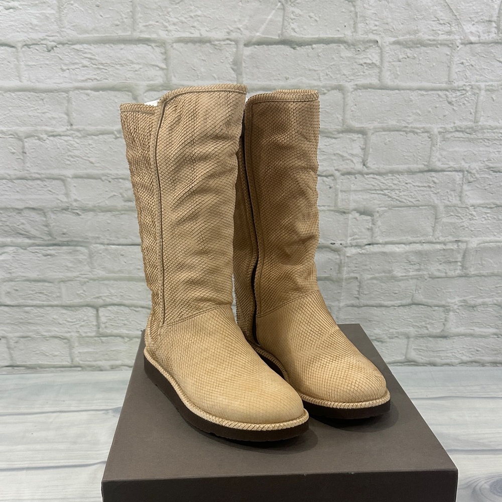UGG Collection Tan Snakeskin Winter Boots for Women